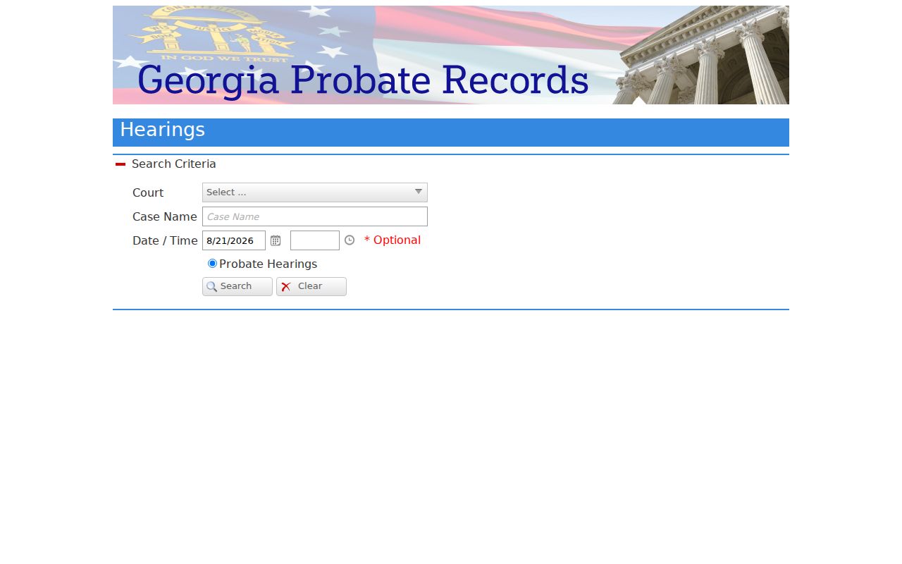 Floyd County case search Probate hearings form limits