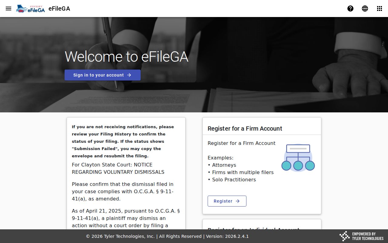 Floyd County civil court docket Odyssey eFileGA portal