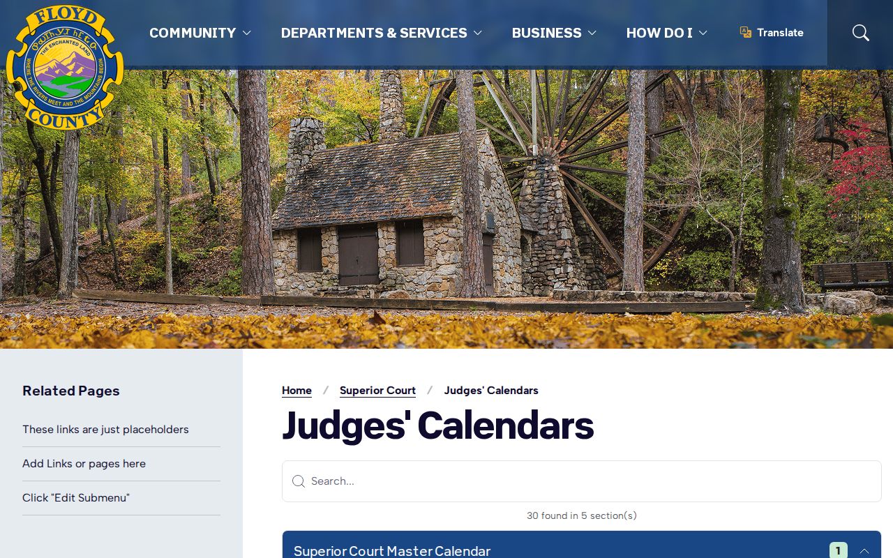 Floyd County court schedule judge calendar index