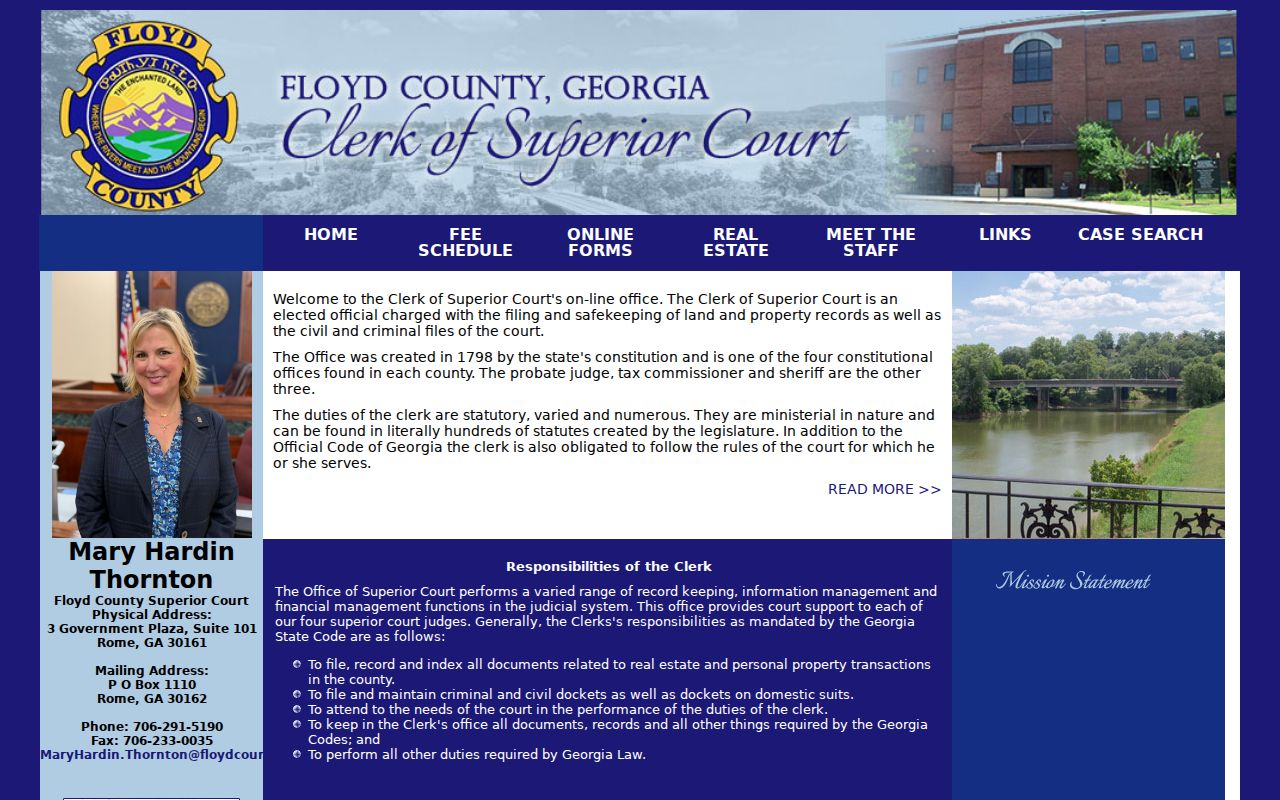 Floyd Superior Court Clerk docket custodian website