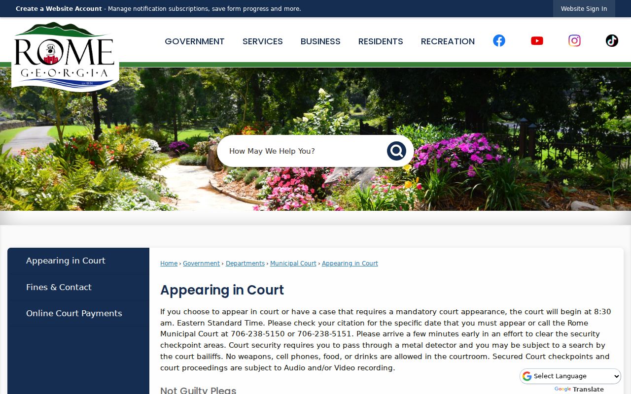 Rome court records appearance and courthouse security rules