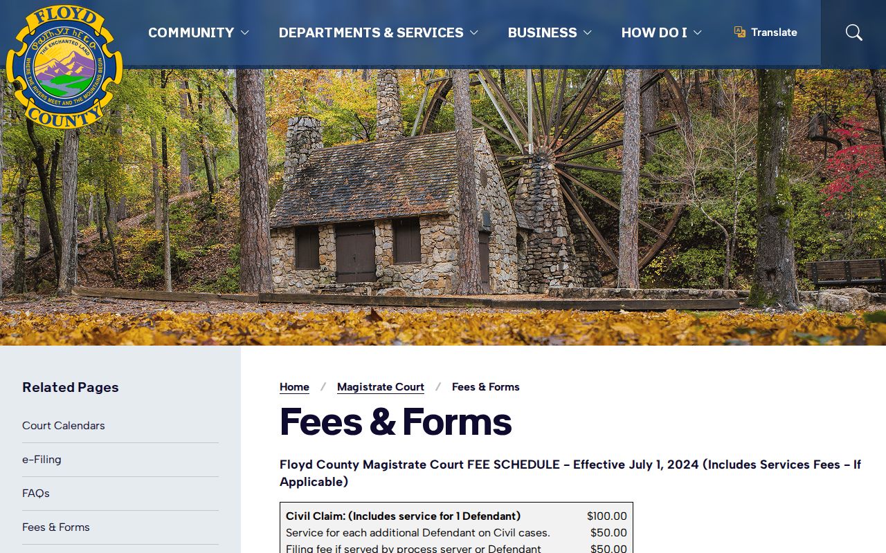 Floyd County traffic court record copy fees